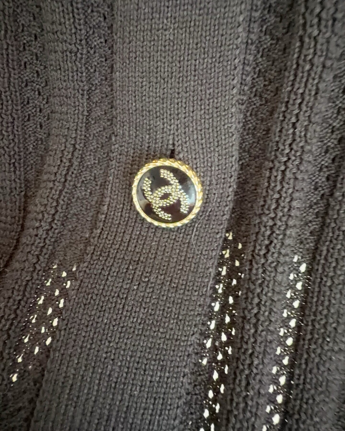Chanel 21P Ribbed CC Cardigan Black FR 38