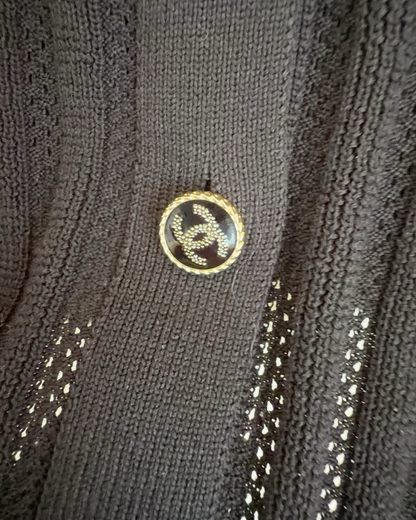 Chanel 21P Ribbed CC Cardigan Black FR 38