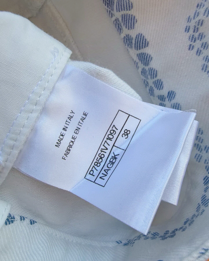 Chanel 25M Coco Beach CC-Print Flare Denim Jeans Beige/Ecru, Blue FR 38