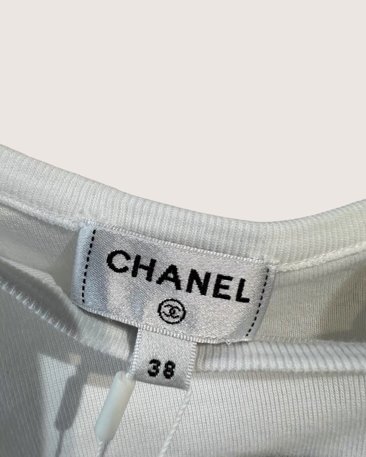 Chanel 24P One-Shoulder Pearl CC Logo Tank Top