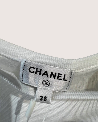 Chanel 24P One-Shoulder Pearl CC Logo Tank Top