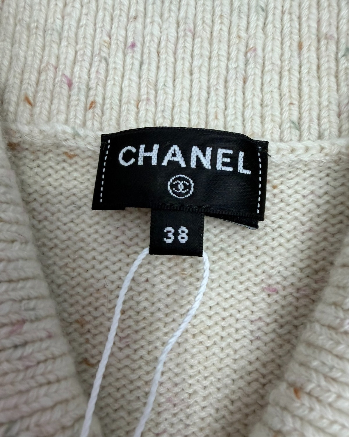 Chanel 25N Bow Cashmere Vest Beige/Ecru, Multicolor FR 38