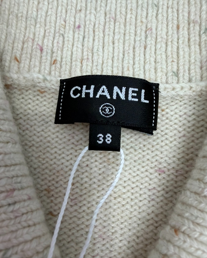 Chanel 25N Bow Cashmere Vest Beige/Ecru, Multicolor FR 38
