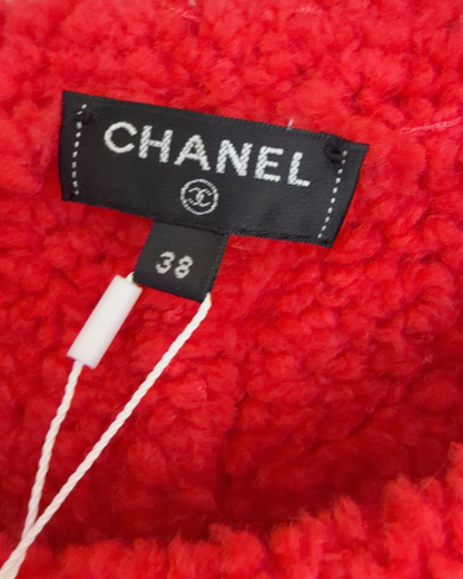 Chanel 19K Wool CC Logo Sweater Red, Black, White FR 38