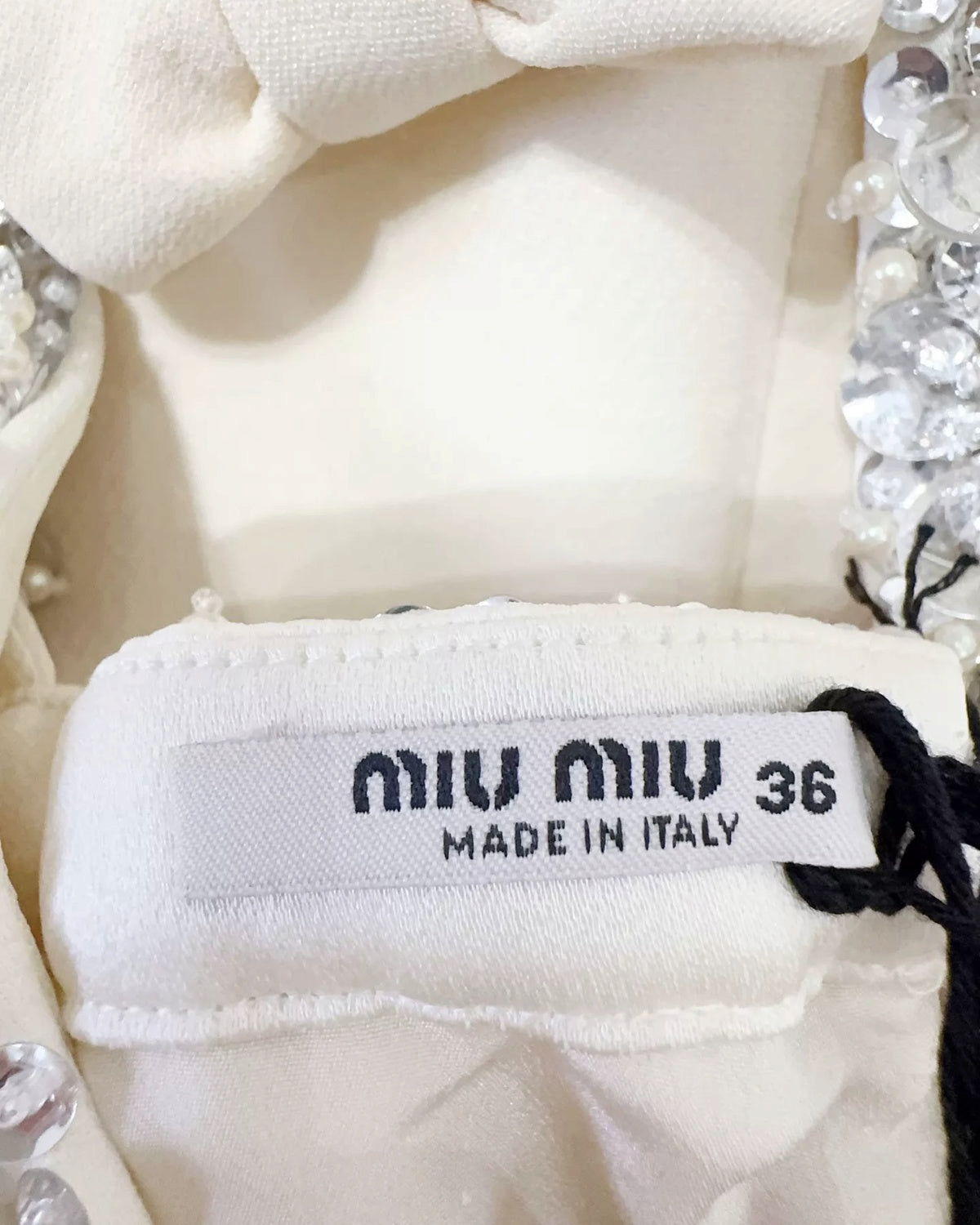 Miu Miu Tweed Crystal-Fringe Mini Dress Beige/Ecru, White FR 36