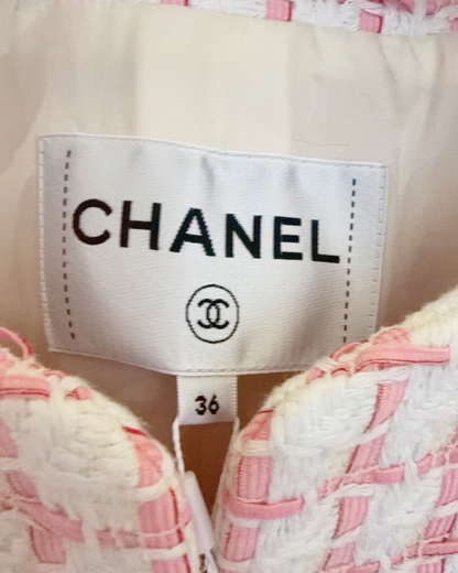 Chanel 22S Four-Pocket Tweed Jacket Pink, White FR 36