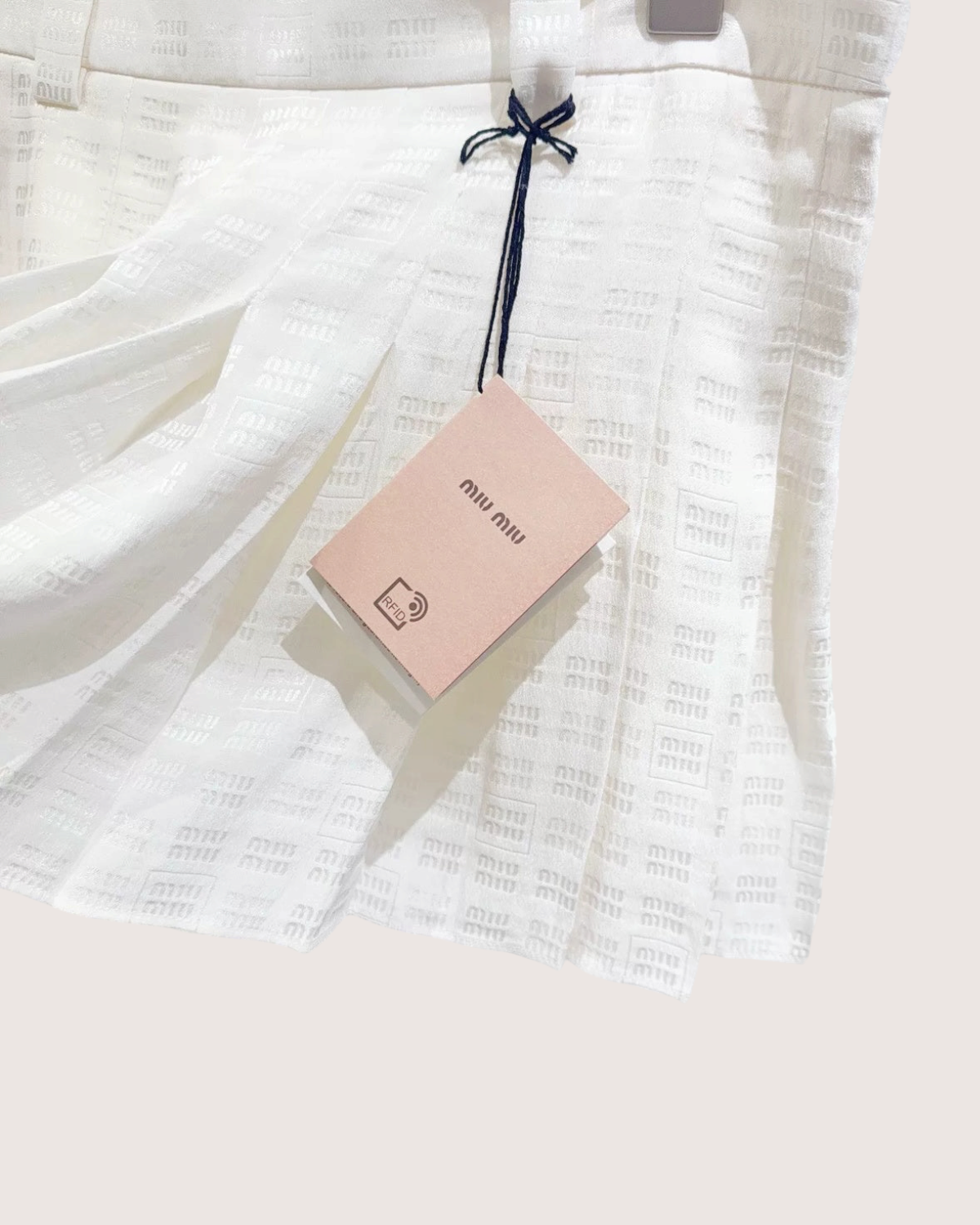 Miu Miu Logo Pleated Mini Skirt White FR 40