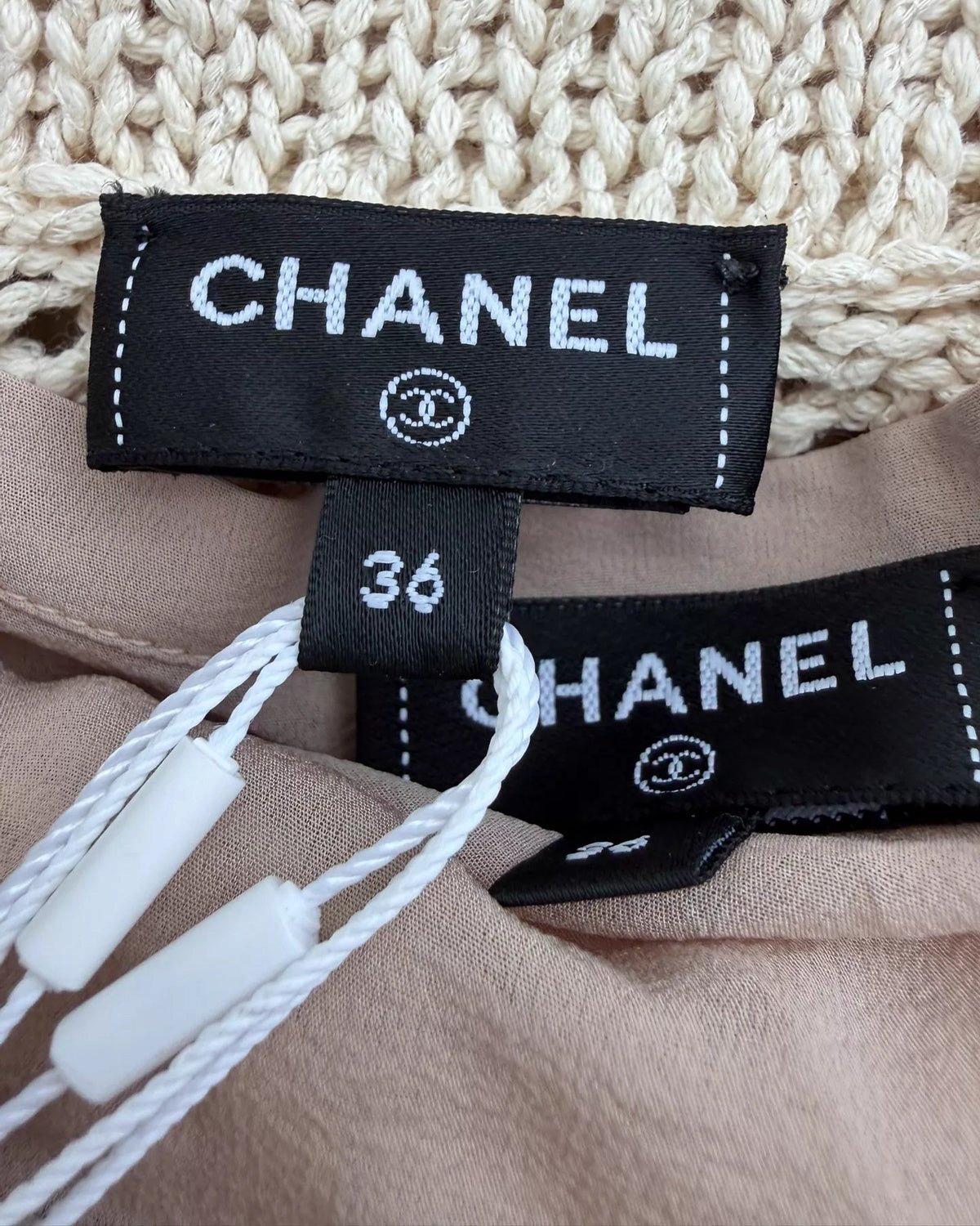 Chanel 26M Coco Beach Openwork Crochet Mini Skirt Beige/Ecru, Multicolor FR 36