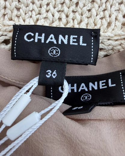 Chanel 26M Coco Beach Openwork Crochet Mini Skirt Beige/Ecru, Multicolor FR 36