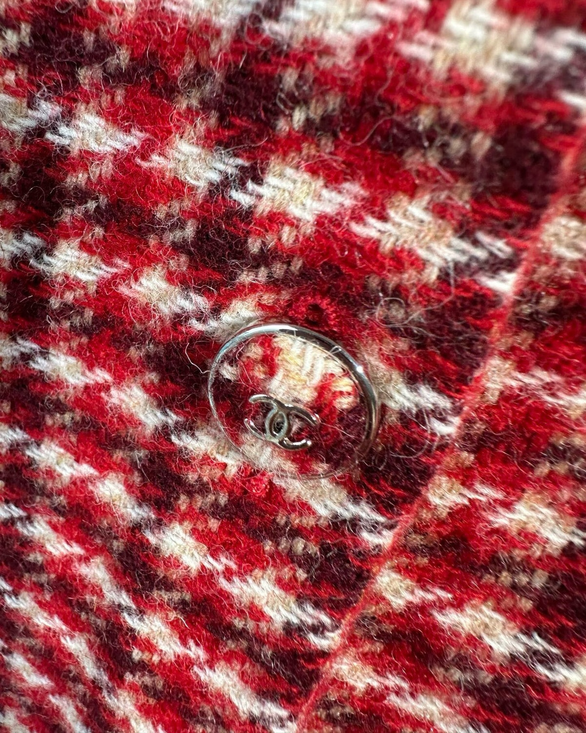 Chanel 24N Coco Neige Tweed Houndstooth Jacket Red, Beige/Ecru, Multicolor FR 36
