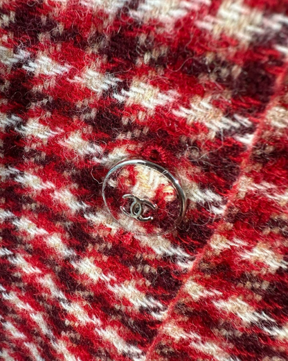 Chanel 24N Coco Neige Tweed Houndstooth Jacket Red, Beige/Ecru, Multicolor FR 36