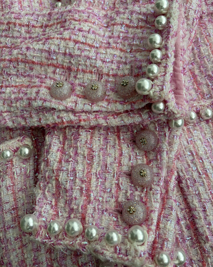 Chanel 25P Pearl Tweed Four-Pocket Jacket Pink, Beige/Ecru, Multicolor FR 38