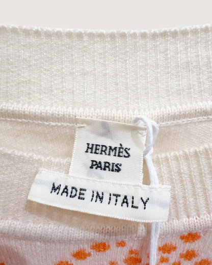 Hermès Cashmere Brides de Gala Sweater Beige/Ecru, Orange