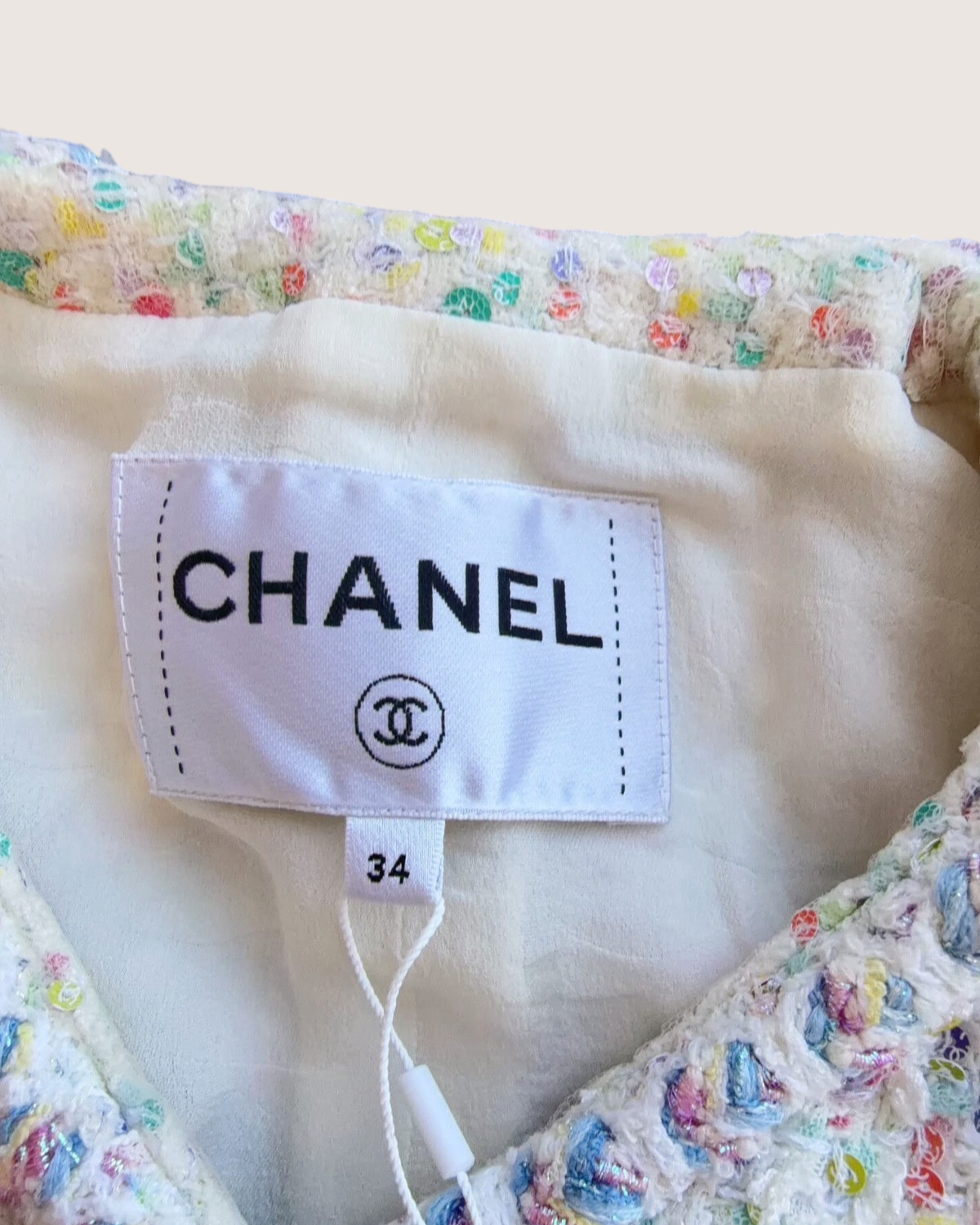 Chanel 23S Confetti Tweed Vest White, Multicolor FR 34