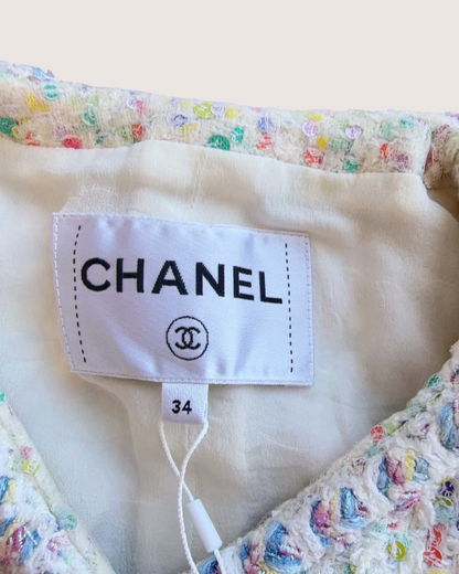 Chanel 23S Confetti Tweed Vest White, Multicolor FR 34