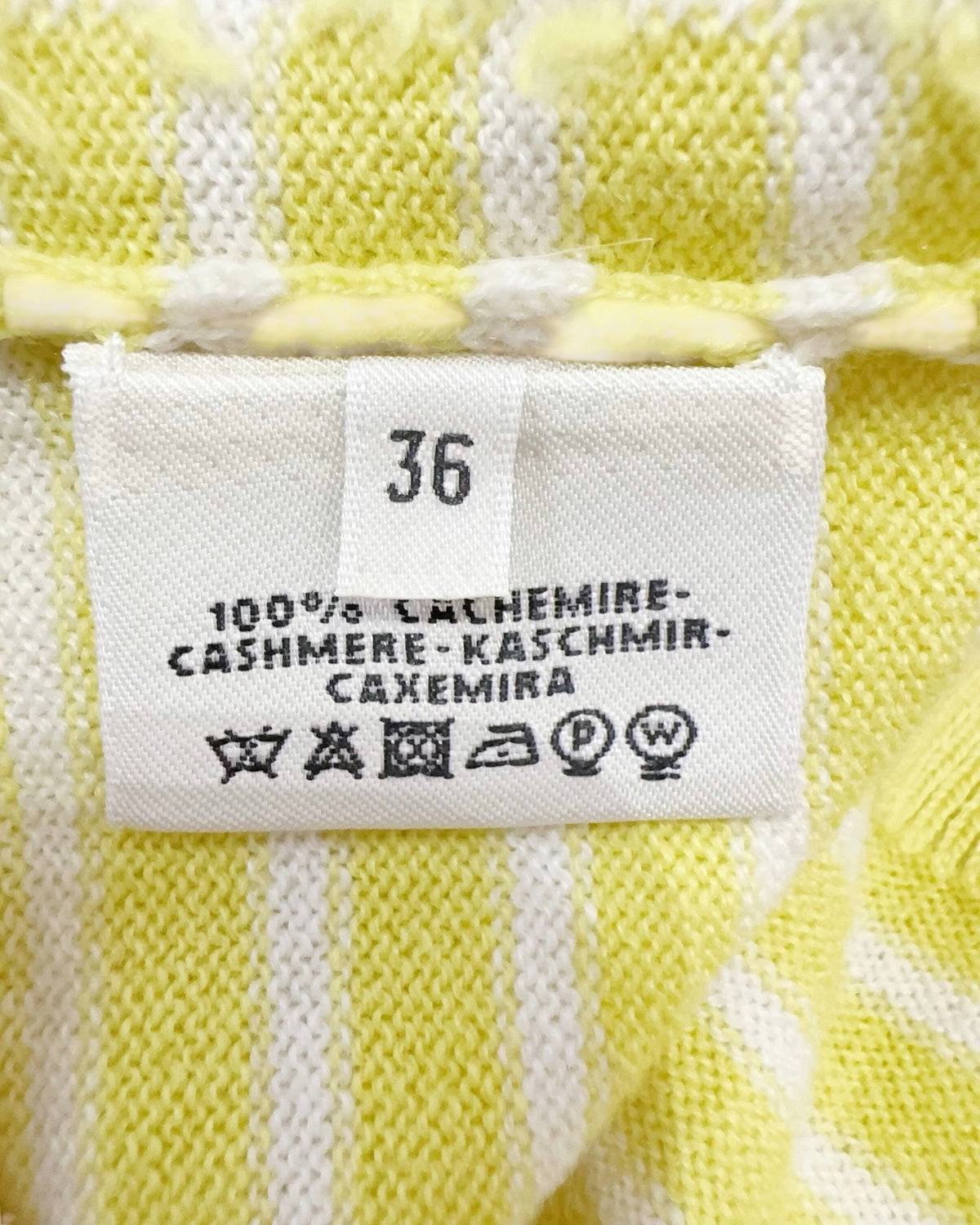 Hermès Striped Cashmere Sweater Yellow, White, Grey FR 36