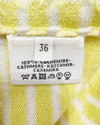 Hermès Striped Cashmere Sweater Yellow, White, Grey FR 36