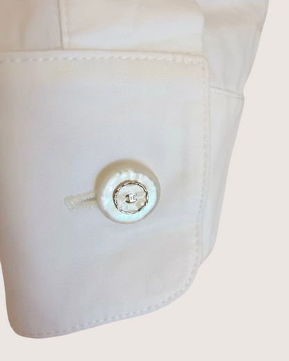 Chanel 25S Sequin Bird Logo Shirt White FR 34