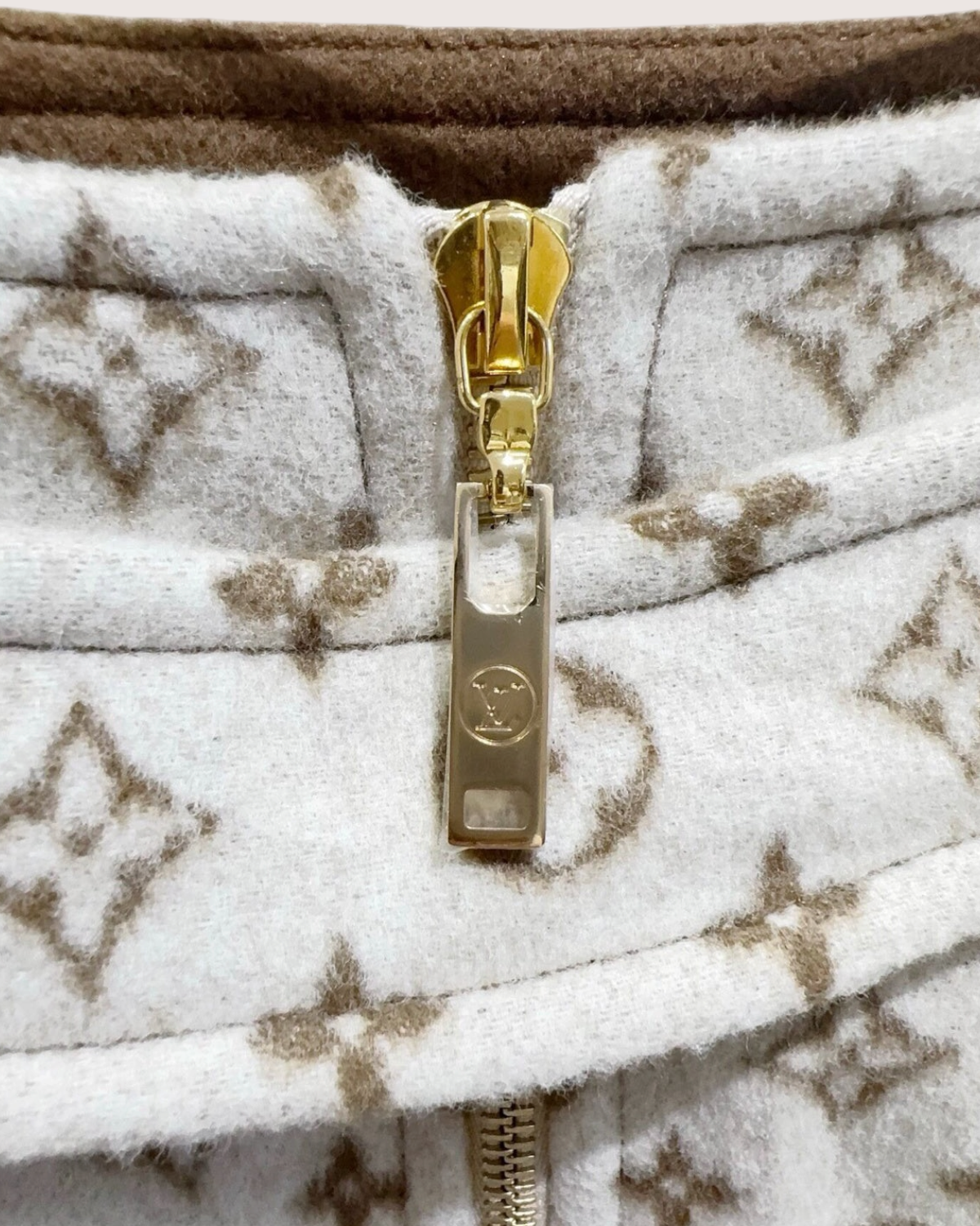 Louis Vuitton Wool Monogram Mini Skirt Beige/Ecru, Brown FR 34