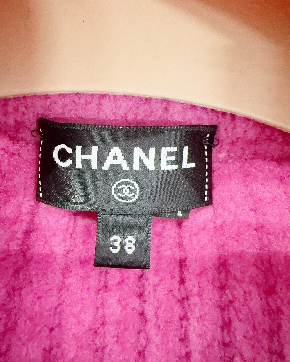Chanel 22B Velvet Four-Pocket Chain-Trim Jacket Pink, Silver FR 38