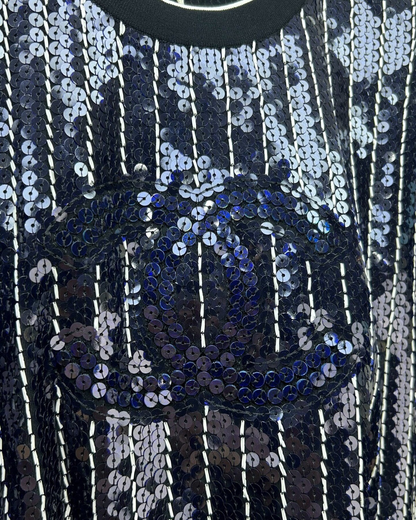 Chanel 23P Sequin CC Top Navy, White, Black