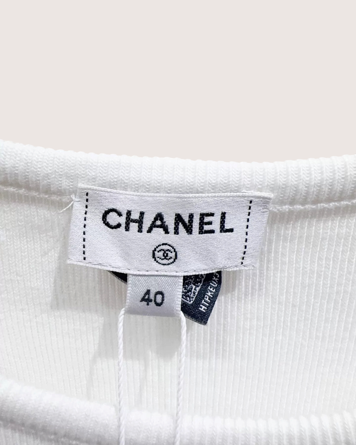 Chanel 23C Ribbed T-Shirt White FR 40