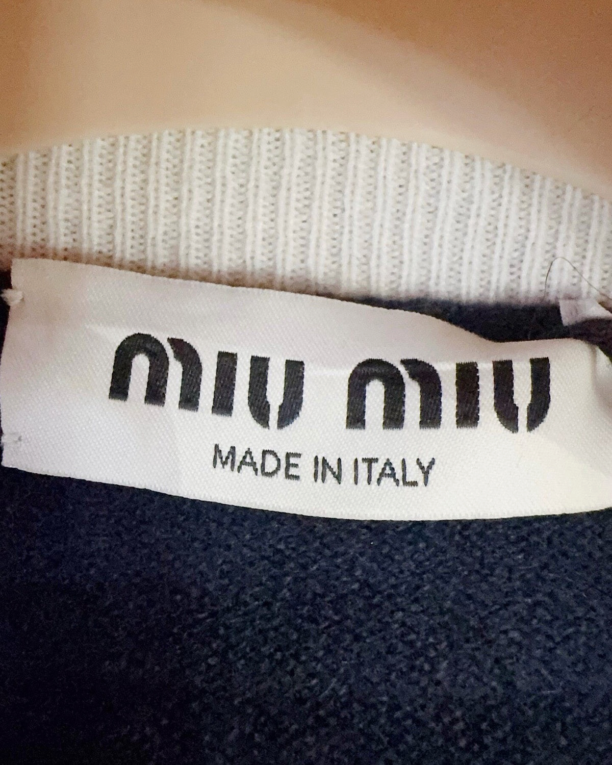 Miu Miu Wool Two-Tone Cardigan Navy, White FR 40