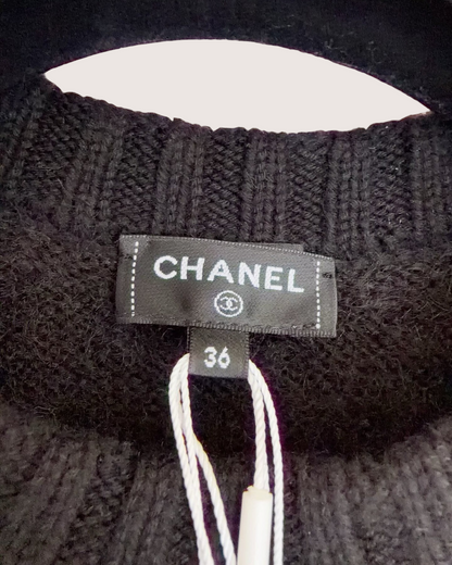 Chanel 26B Cashmere Colorblock Vest Black, Beige/Ecru, Multicolor FR 36
