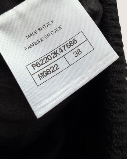 Chanel 19B Wave-Stripe Teddy Bomber Jacket Black, White FR 38