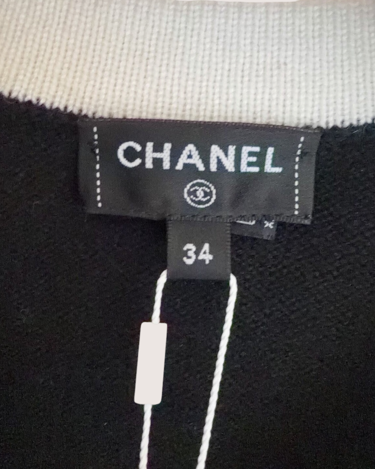 Chanel 25C Cashmere Contrast-Trim Cardigan Black, Beige/Ecru FR 34