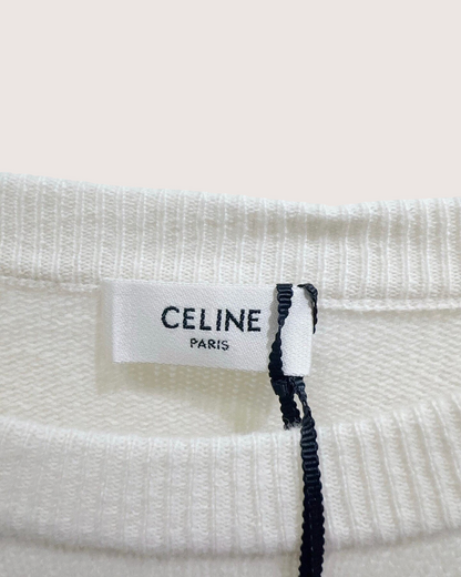 Celine Cashmere Logo Sweater Beige/Ecru, Navy FR 36