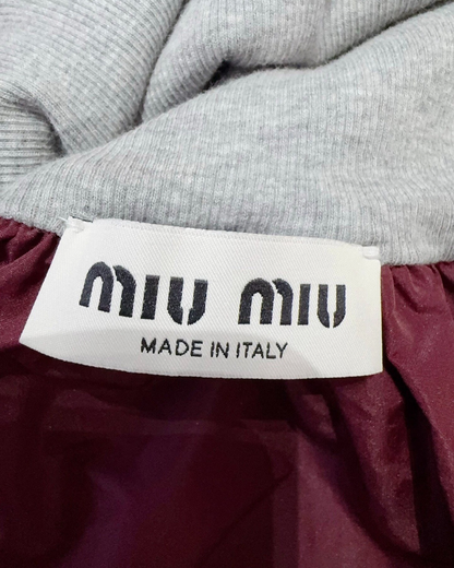 Miu Miu Colorblock Zip-Pocket Mini Dress Burgundy, Grey FR 36