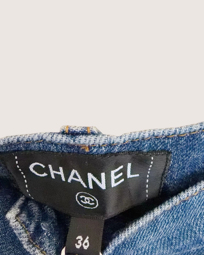 Chanel 24P Denim Wide-Leg CC Jeans Blue FR 36
