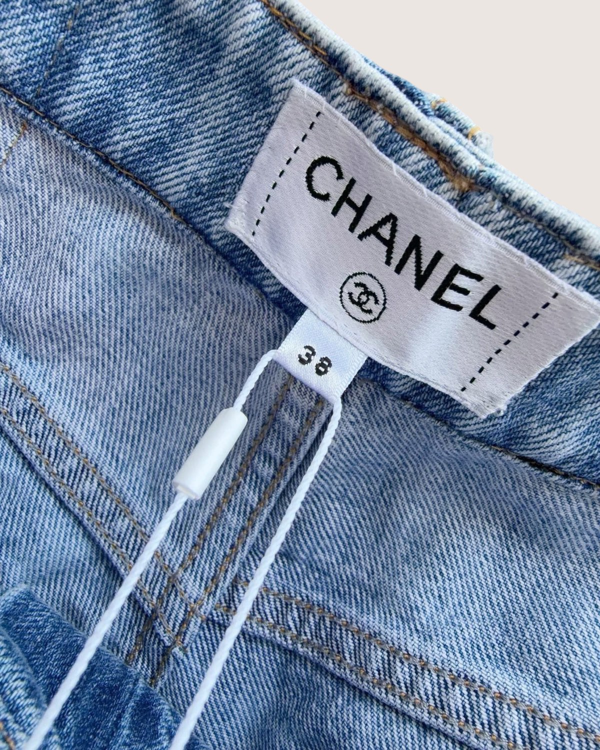 Chanel 25K Bow Denim Straight Jeans Blue FR 38