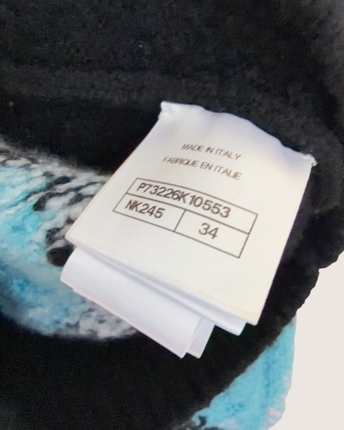 Chanel 22N Coco Neige Cashmere CC No. 5 Half-Zip Sweater Black, Blue, Pink FR 34