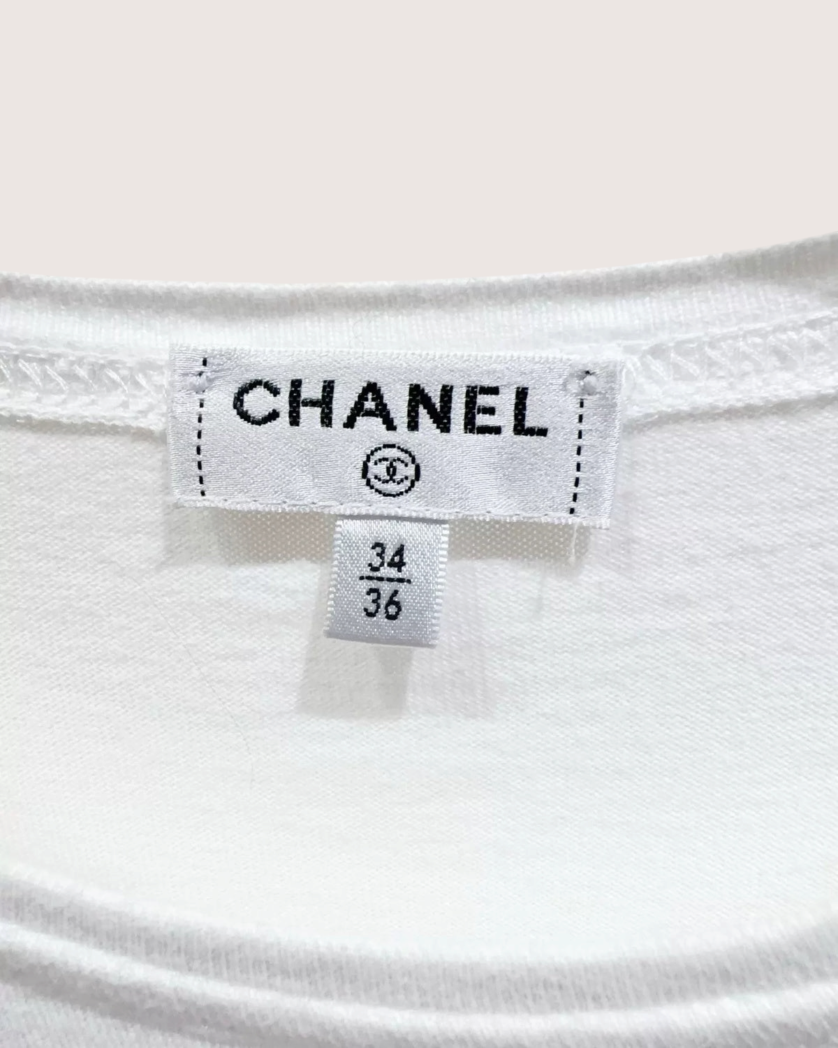 Chanel 22S Openwork Logo T-Shirt White FR 34/36