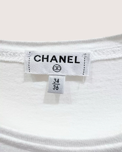 Chanel 22S Openwork Logo T-Shirt White FR 34/36
