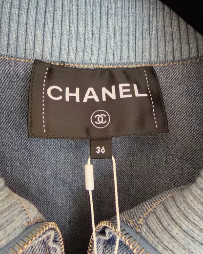 Chanel 25M Coco Beach Denim Jacket Blue FR 34