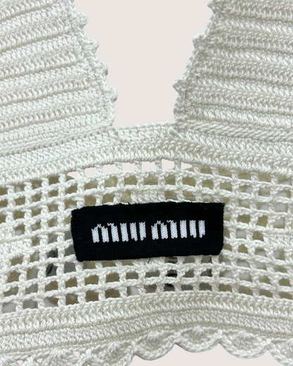Miu Miu Crochet Triangle Bralette Beige/Ecru IT 40