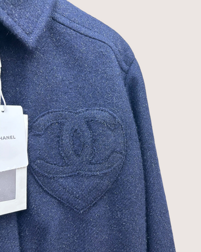Chanel 25B Wool CC Heart-Pocket Jacket Navy FR 34