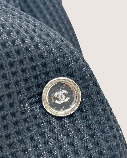 Chanel 25C Waffle Cropped Top Black FR 38