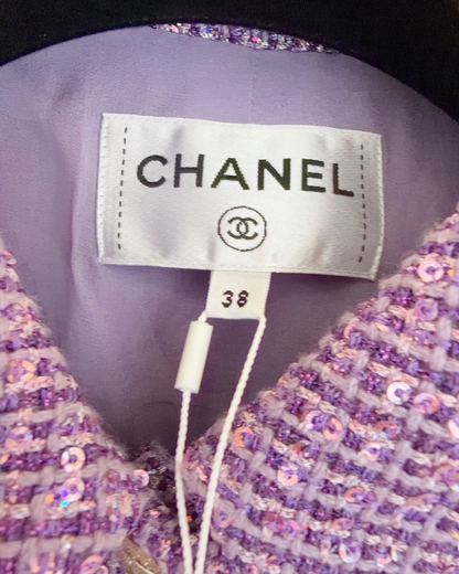 Chanel 24C Sequin Tweed Vest Purple, Pink, Multicolor FR 38