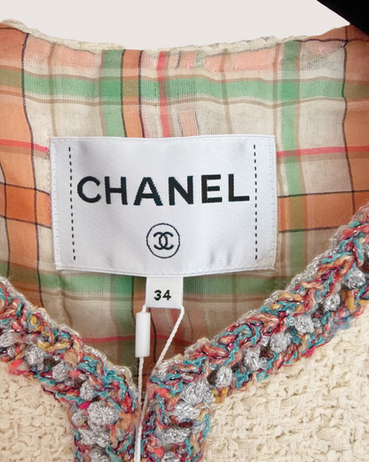 Chanel 20C Tweed Jacket Beige/Ecru, Multicolor FR 34