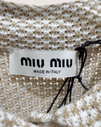 Miu Miu Cropped Polo Top Beige/Ecru, White FR 32