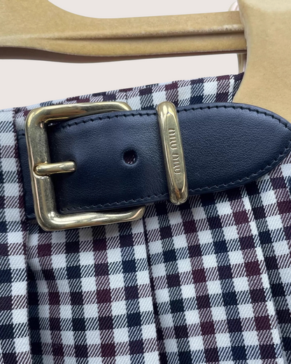 Miu Miu Gingham Belted Mini Skirt