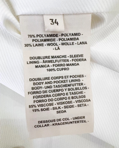 Hermès Wool Double-Breasted Jacket White FR 34