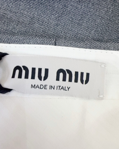 Miu Miu Wool Layered Mini Skirt Grey, Blue FR 36