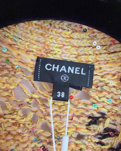 Chanel 24C Los Angeles Palm Stripped Cashmere Cardigan