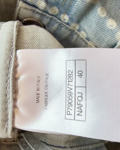 Chanel 25P Pearl Denim Straight Jeans Blue, White FR 40