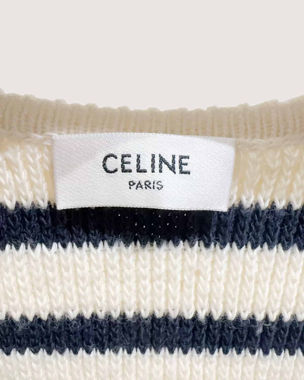 Celine Striped Cardigan Beige/Ecru, Navy FR 38